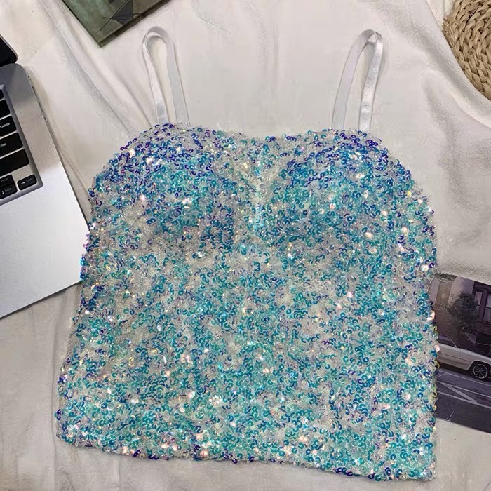 閃亮帶胸墊背心亮片背心-細節圖2