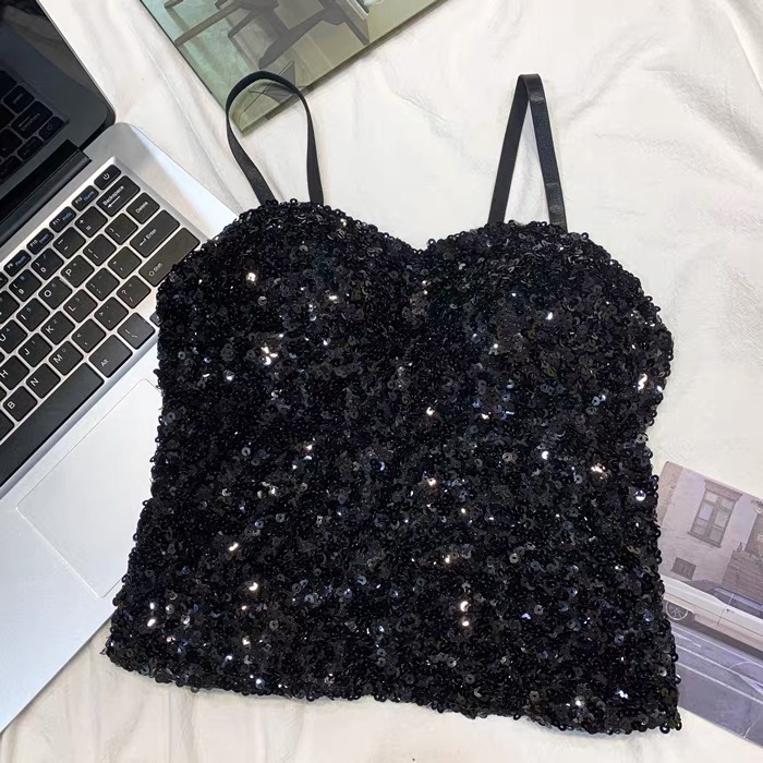 閃亮帶胸墊背心亮片背心-細節圖4