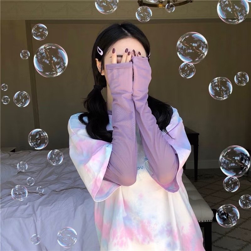 紫色網紗上衣長袖透膚上衣網紗上衣-細節圖5