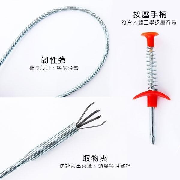 水管疏通夾 疏通器 水槽毛髮堵塞清理 取物夾 去汙棒 夾毛神器 廚房清潔勾 流理台通管器 贈品禮品 A3429-細節圖2