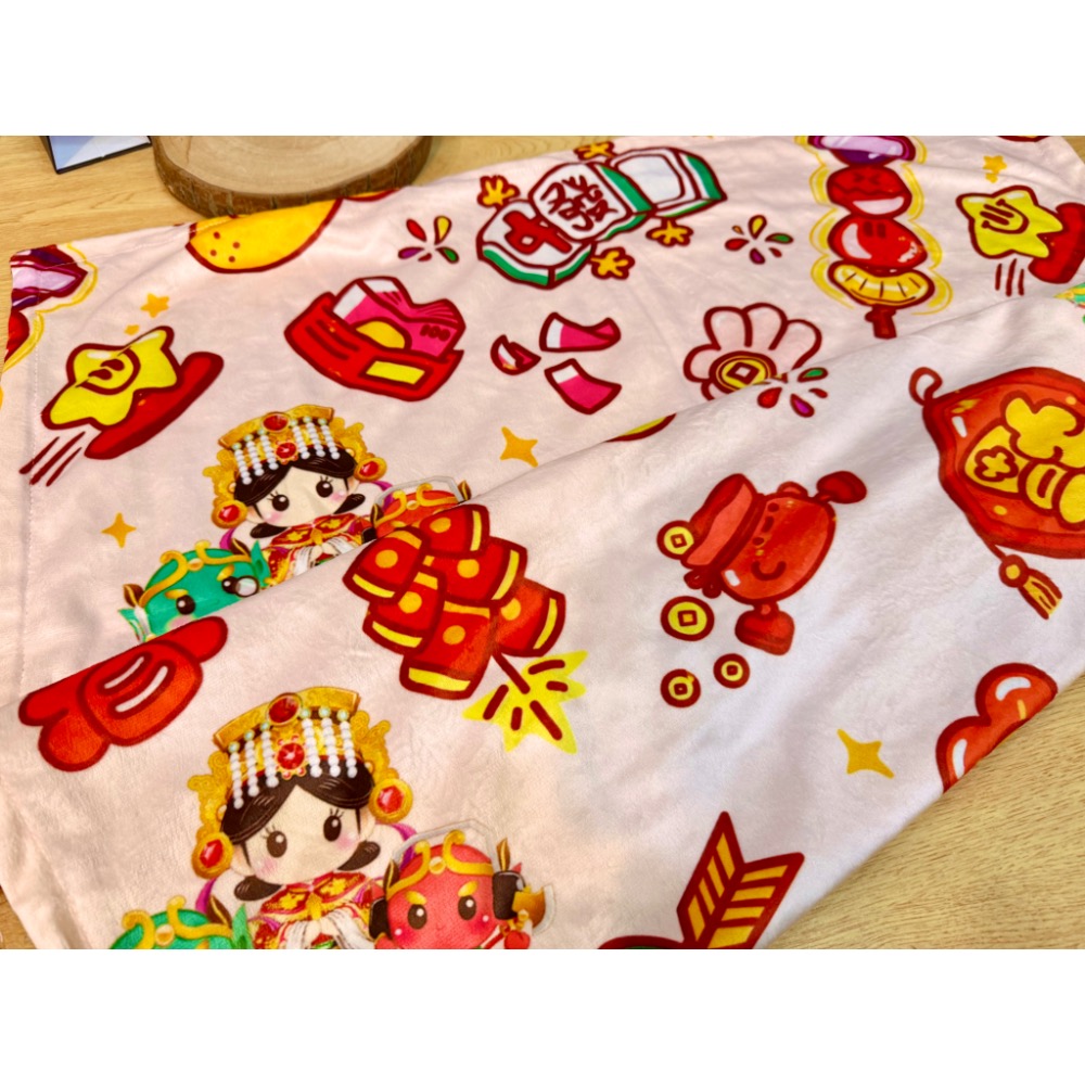 白沙屯媽祖護佑平安 恭喜發財 寶寶毯 包巾 幼兒園談 輕柔毯子-細節圖3