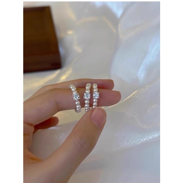 甜美小珍珠鋯石彈性戒指 情人禮物 閨蜜禮物 朋友禮物-細節圖2