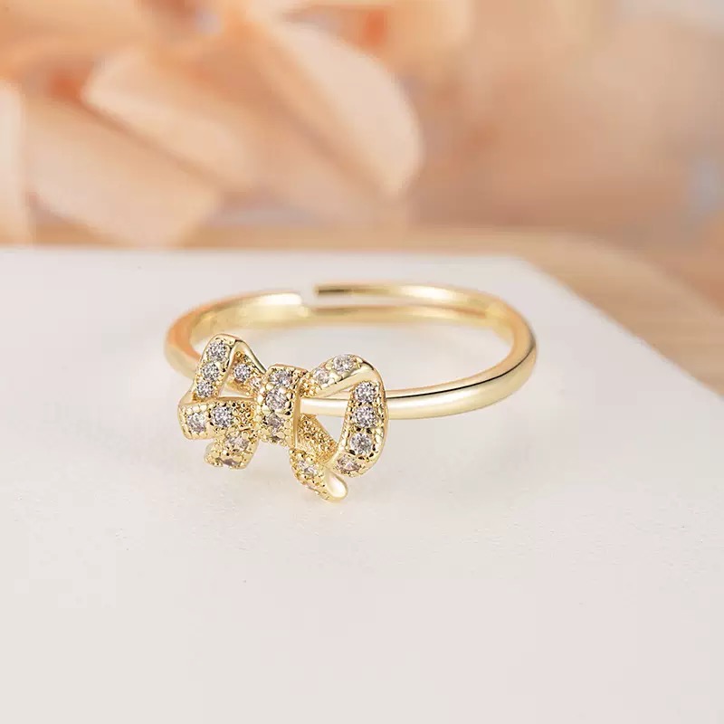 白沙屯媽祖 過香爐 甜美風格蝴蝶結鑽式活動戒指-細節圖5
