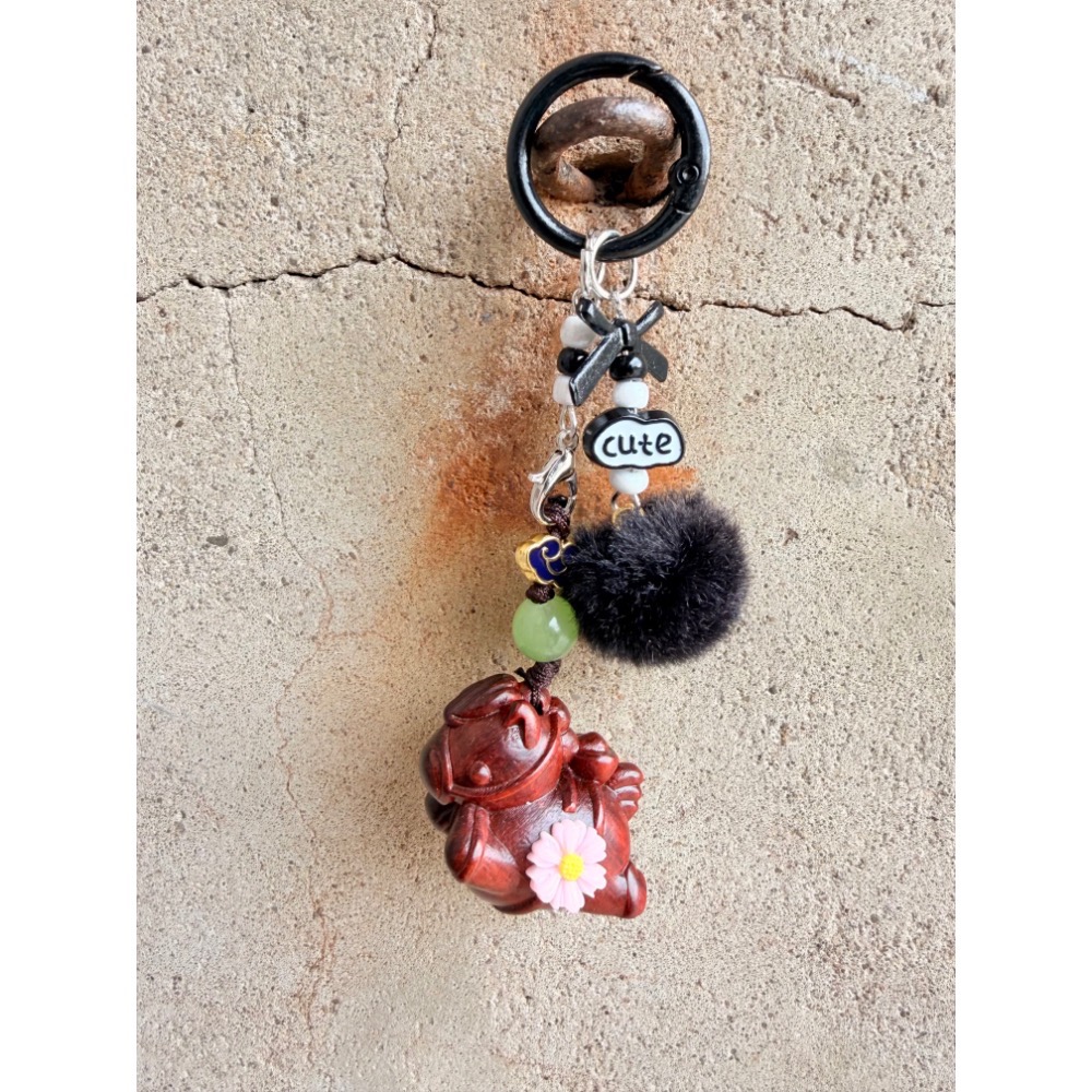 白沙屯屯媽祖祖賜福・紫檀馬上有錢鑰匙圈】🌺  一掛在身，心定、財動、福就來。-細節圖2