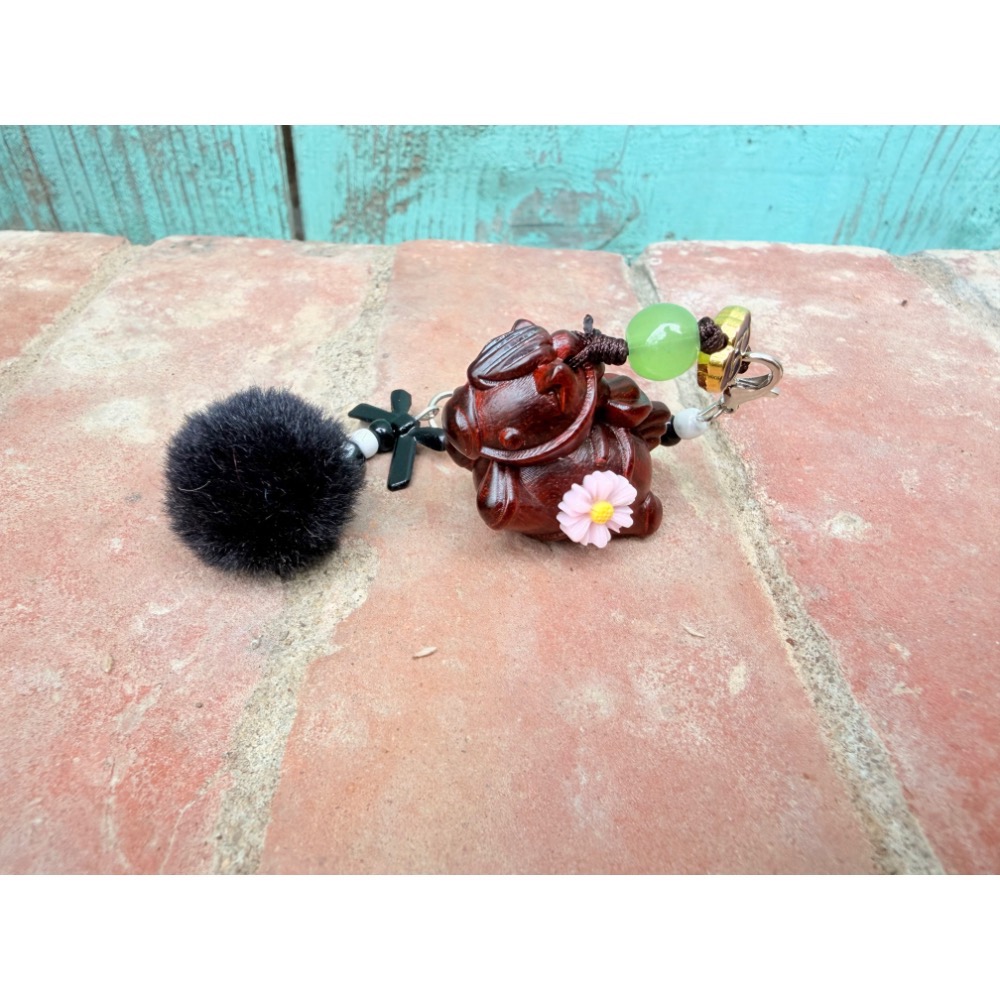 白沙屯屯媽祖祖賜福・紫檀馬上有錢鑰匙圈】🌺  一掛在身，心定、財動、福就來。-細節圖3