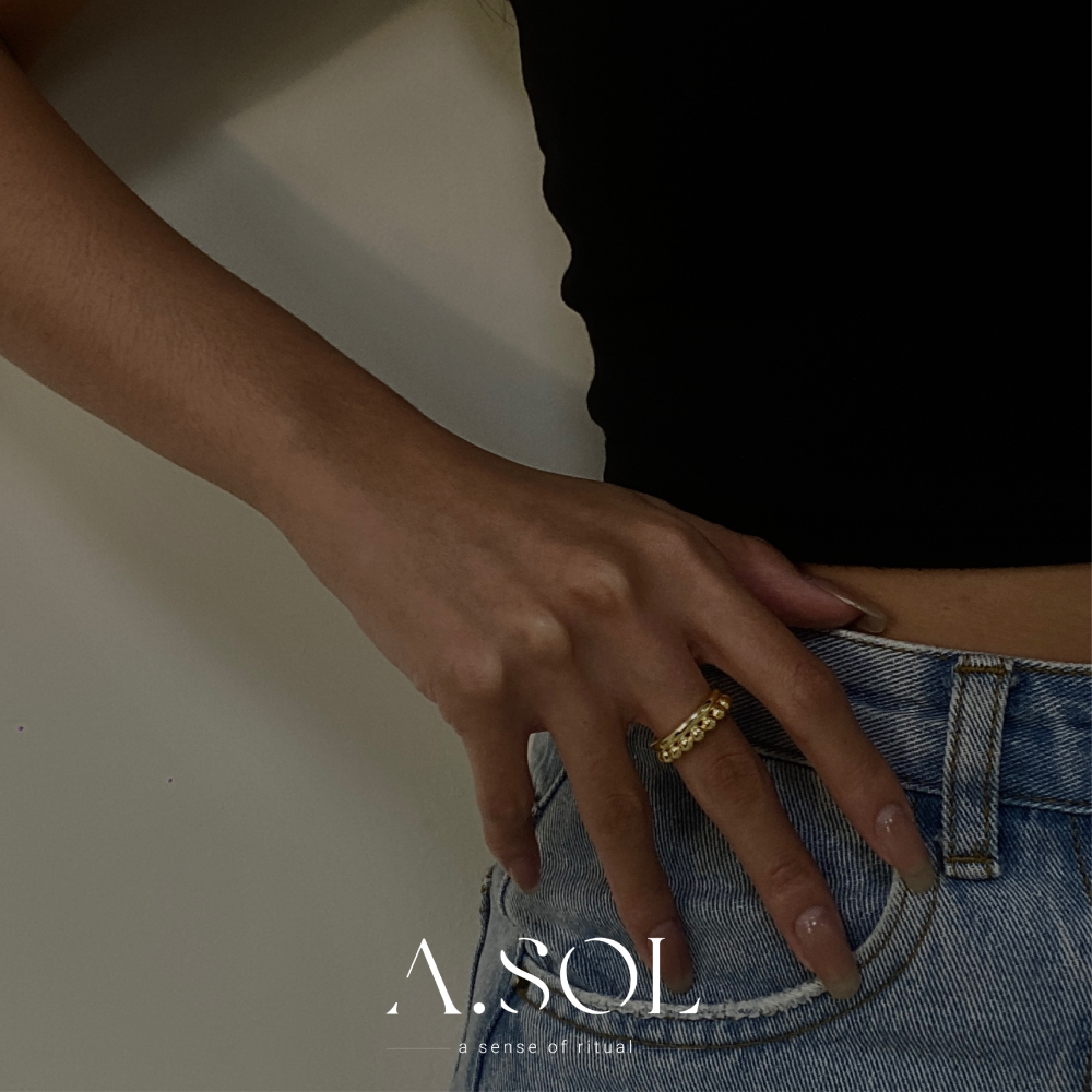 Oct.新品｜可調式戒指｜雙層幾何造型-細節圖2