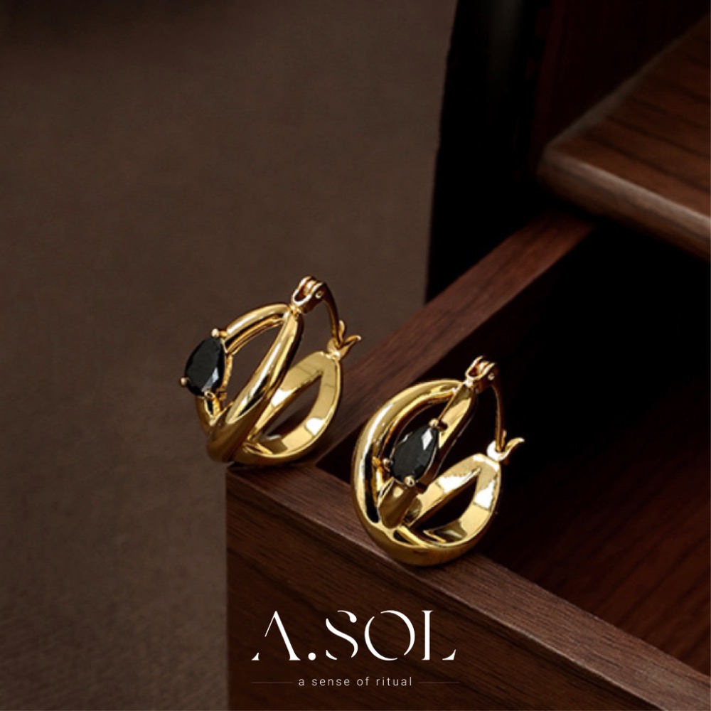 Oct.新品｜耳環｜黑色鋯石-規格圖2
