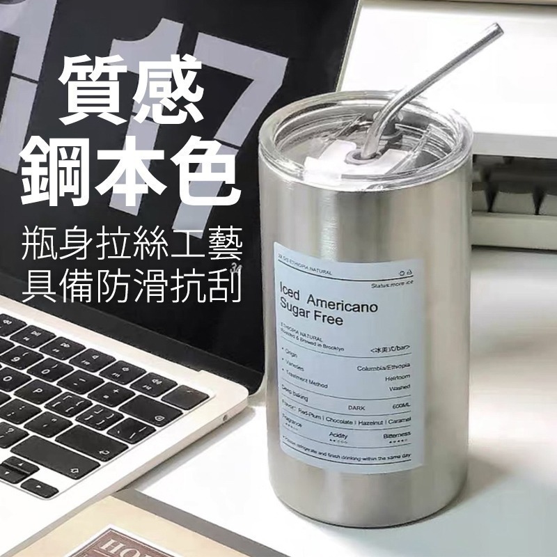 高顏值雙層不銹鋼咖啡杯600ml(附吸管)-細節圖5