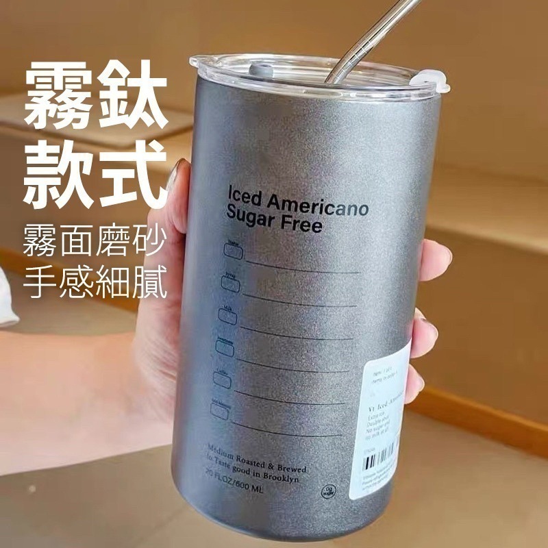 高顏值雙層不銹鋼咖啡杯600ml(附吸管)-細節圖6