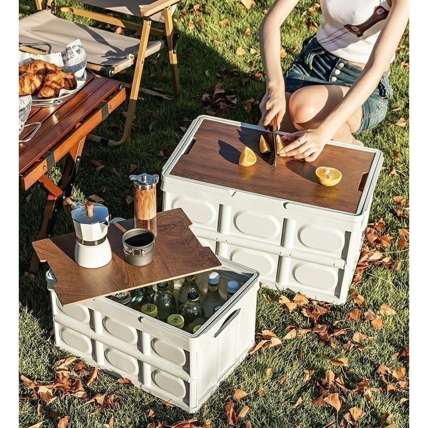 【7-ELEVEN 門市團購】手提+木蓋折疊箱 收納箱 折疊收納箱 戶外露營收納箱 衣物收納箱 車用收納箱 （2組）-細節圖7