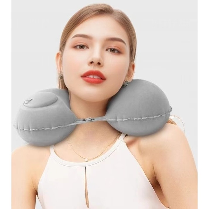 ❤️廣州APM代購－－－-充氣式涼感冰絲植絨U型頸枕-細節圖3