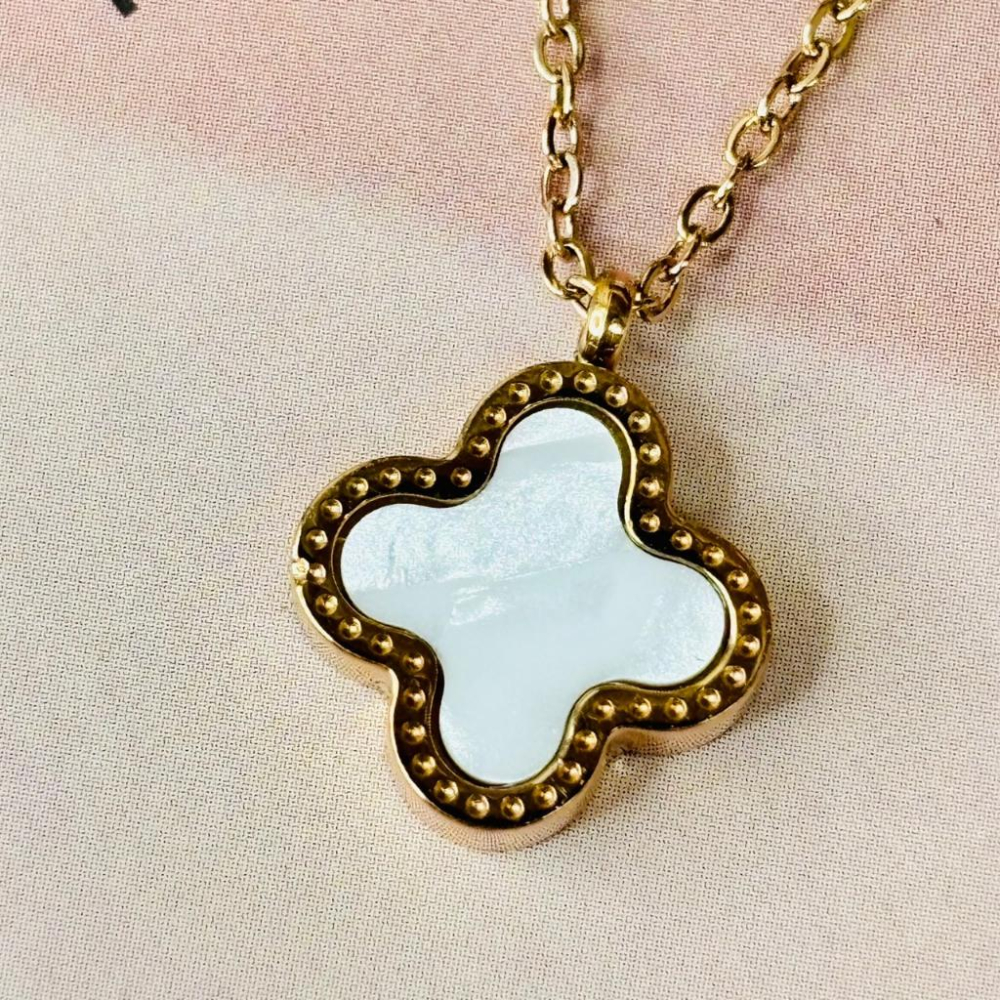 2104MY【小確幸飾品】鈦鋼項鍊 鈦鋼 醫療鋼 抗過敏 不褪色 防水 耐磨 質感 玫瑰金 雙面 白貝 雙圈 小蠻腰-細節圖2