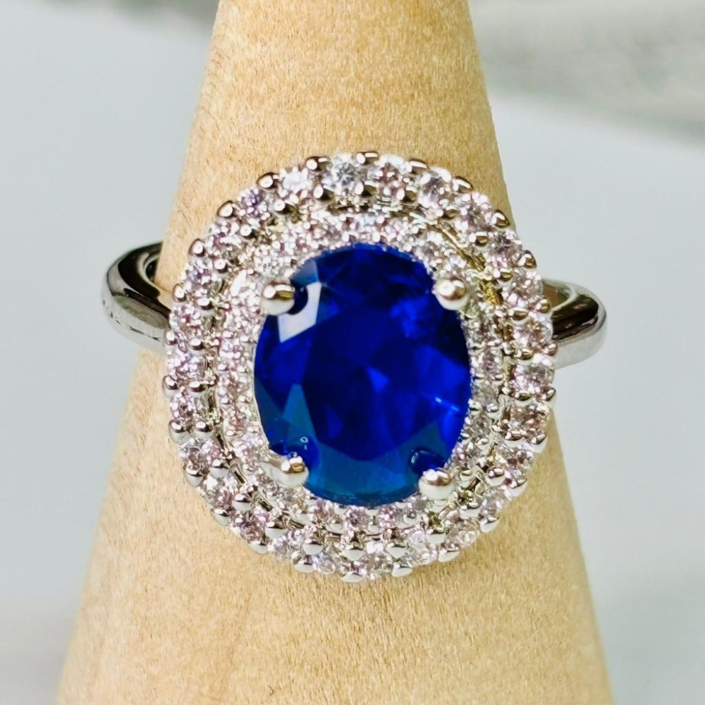 9454MY【小確幸飾品】莫桑鑽S925銀戒指 日韓 輕奢 華麗 白鑽 藍鑽 紫鑽 金色 銀色 可調戒圍-細節圖5