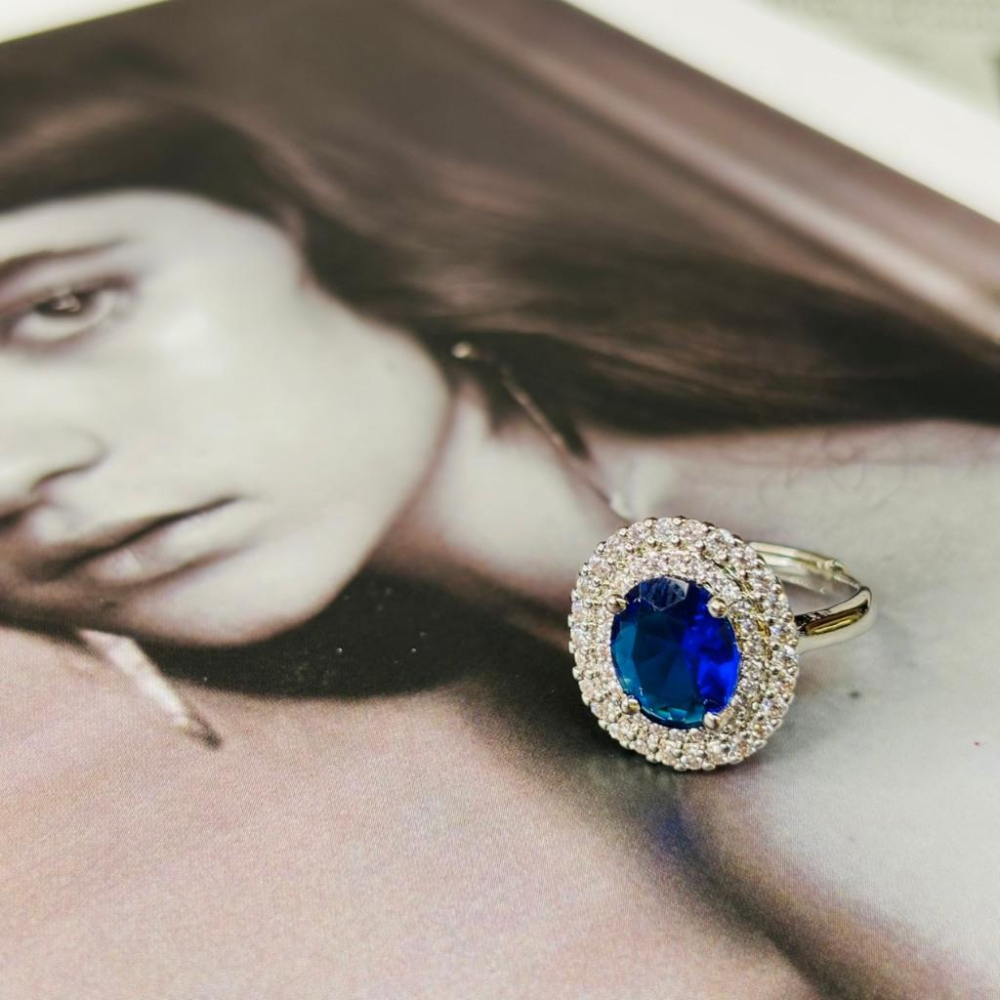 9454MY【小確幸飾品】莫桑鑽S925銀戒指 日韓 輕奢 華麗 白鑽 藍鑽 紫鑽 金色 銀色 可調戒圍-細節圖6