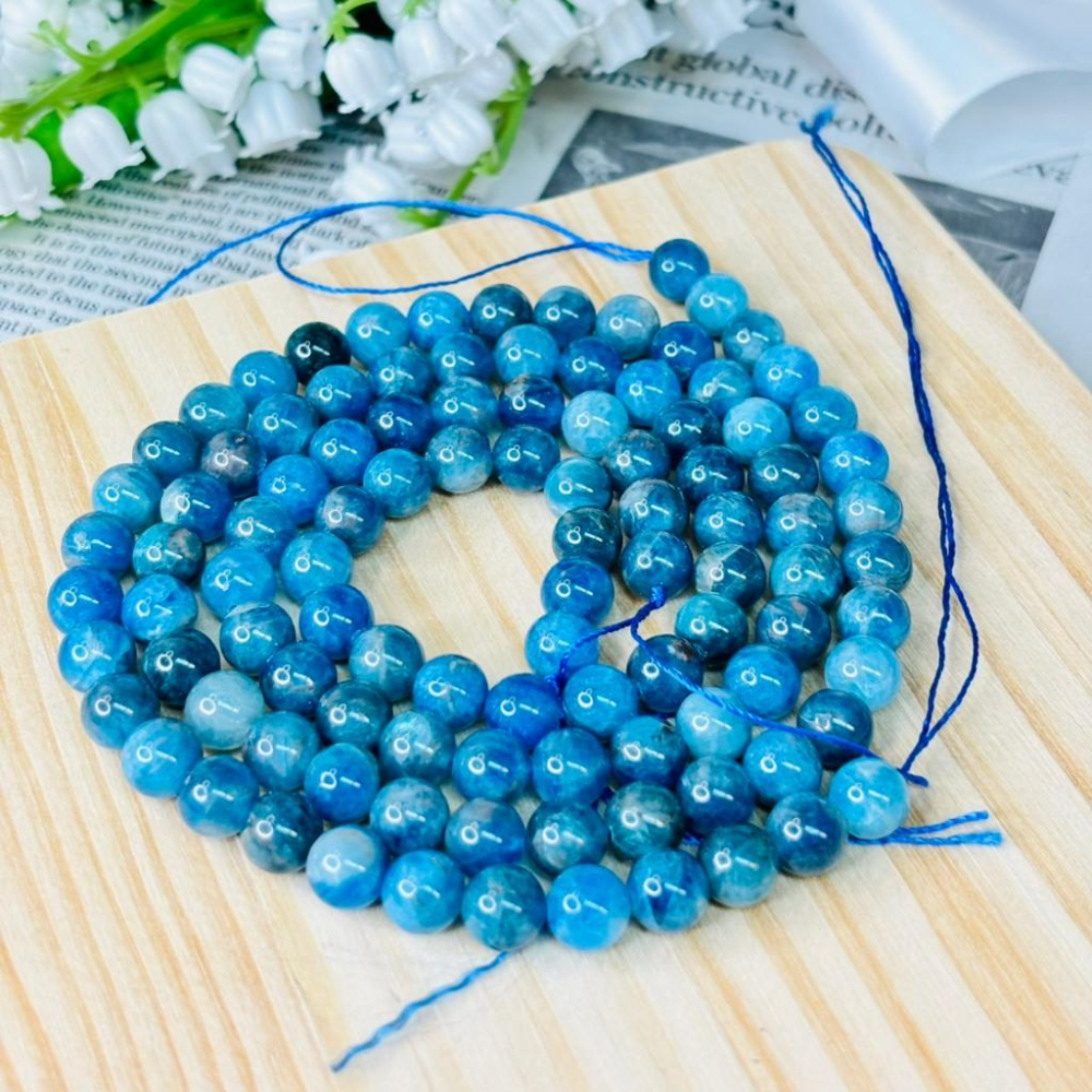 8332MY【小確幸飾品】藍磷輝水晶手串 項鍊 手鍊 藍磷輝 五行水能量 喉輪療癒 天然礦石-細節圖2