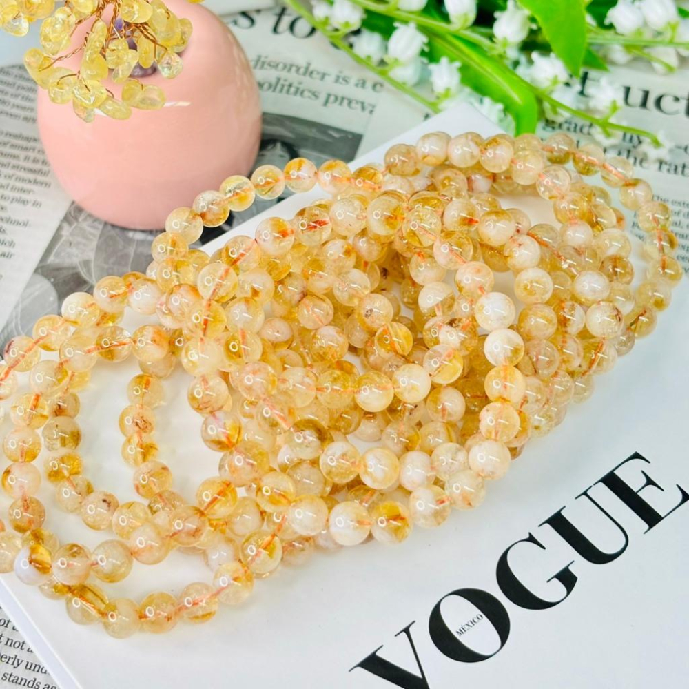 83102JU【小確幸飾品】黃塔晶水晶手串 五行土能量 胃輪療癒 天然礦石-細節圖2