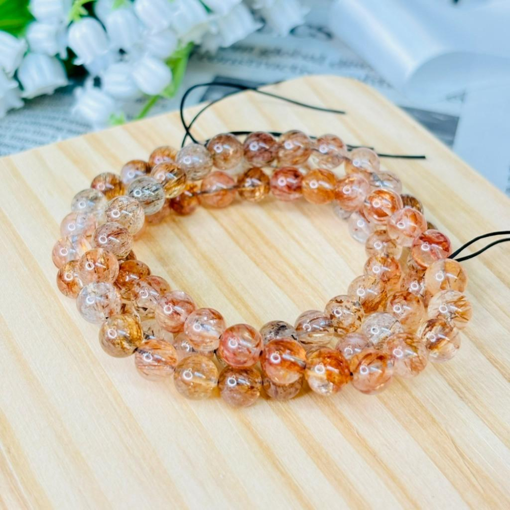 8354MY【小確幸飾品】黑金超七水晶手串 五行能量 脈輪療癒 天然礦石-細節圖2