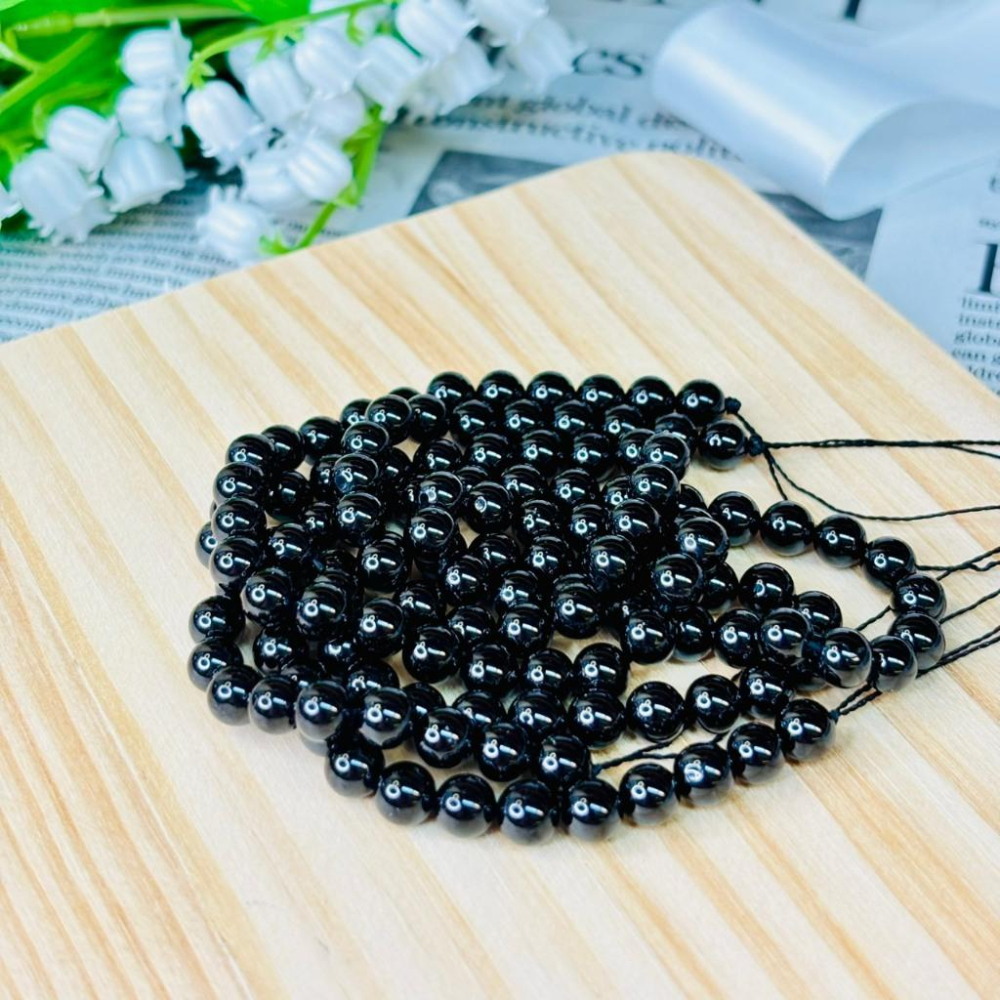 8324MY【小確幸飾品】黑碧璽手串 五行水能量 海底輪療癒 天然礦石-細節圖2