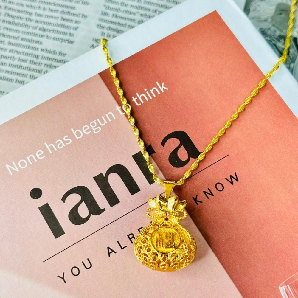 2096MY【小確幸飾品】鈦鋼項鍊 醫療鋼 抗過敏 不褪色 防水 耐磨 質感 金色 福袋 馬 H 貝珠 綠鋯 四葉草-細節圖2