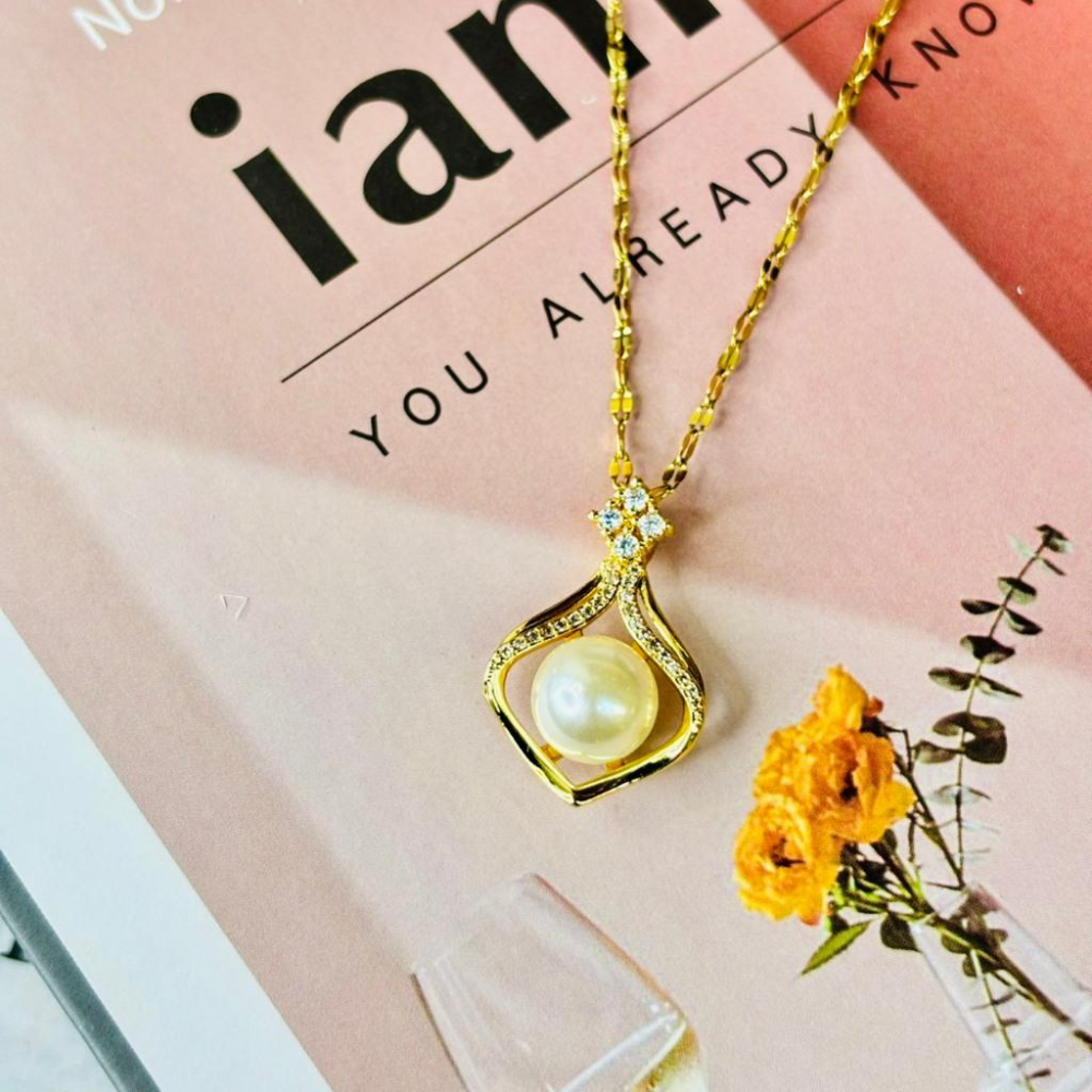 2096MY【小確幸飾品】鈦鋼項鍊 醫療鋼 抗過敏 不褪色 防水 耐磨 質感 金色 福袋 馬 H 貝珠 綠鋯 四葉草-細節圖7