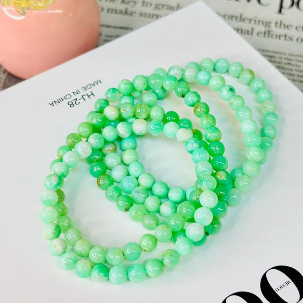 83071JU【小確幸飾品】澳洲玉手串 五行木能量 心輪療癒 天然礦石-細節圖2