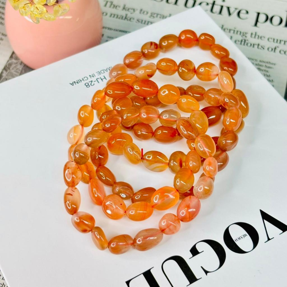 83088JU【小確幸飾品】南紅瑪瑙手串 五行火能量 海底輪療癒 天然礦石-細節圖2