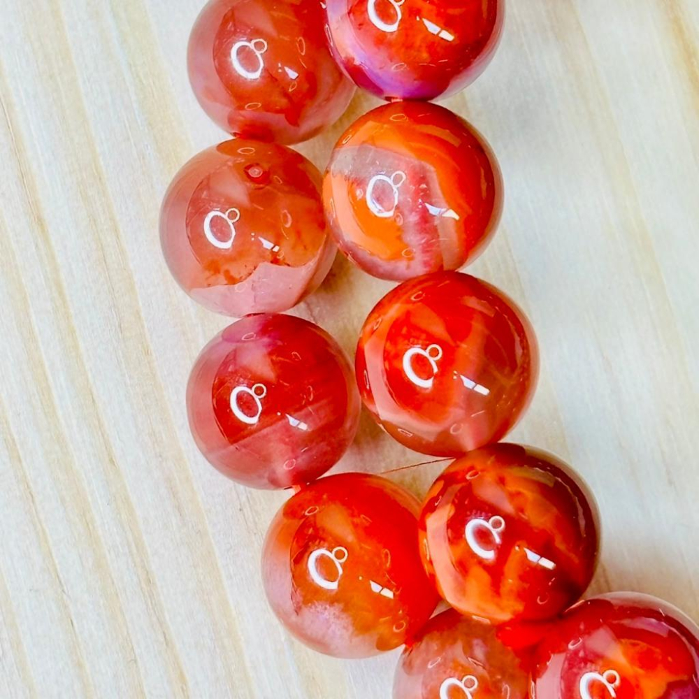 8378MY【小確幸飾品】南紅瑪瑙手串 五行火能量 海底輪療癒 天然礦石-細節圖5