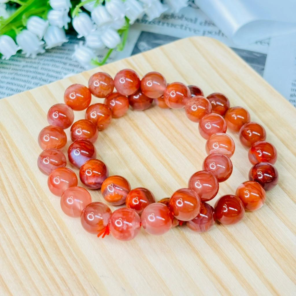 8378MY【小確幸飾品】南紅瑪瑙手串 五行火能量 海底輪療癒 天然礦石-細節圖6