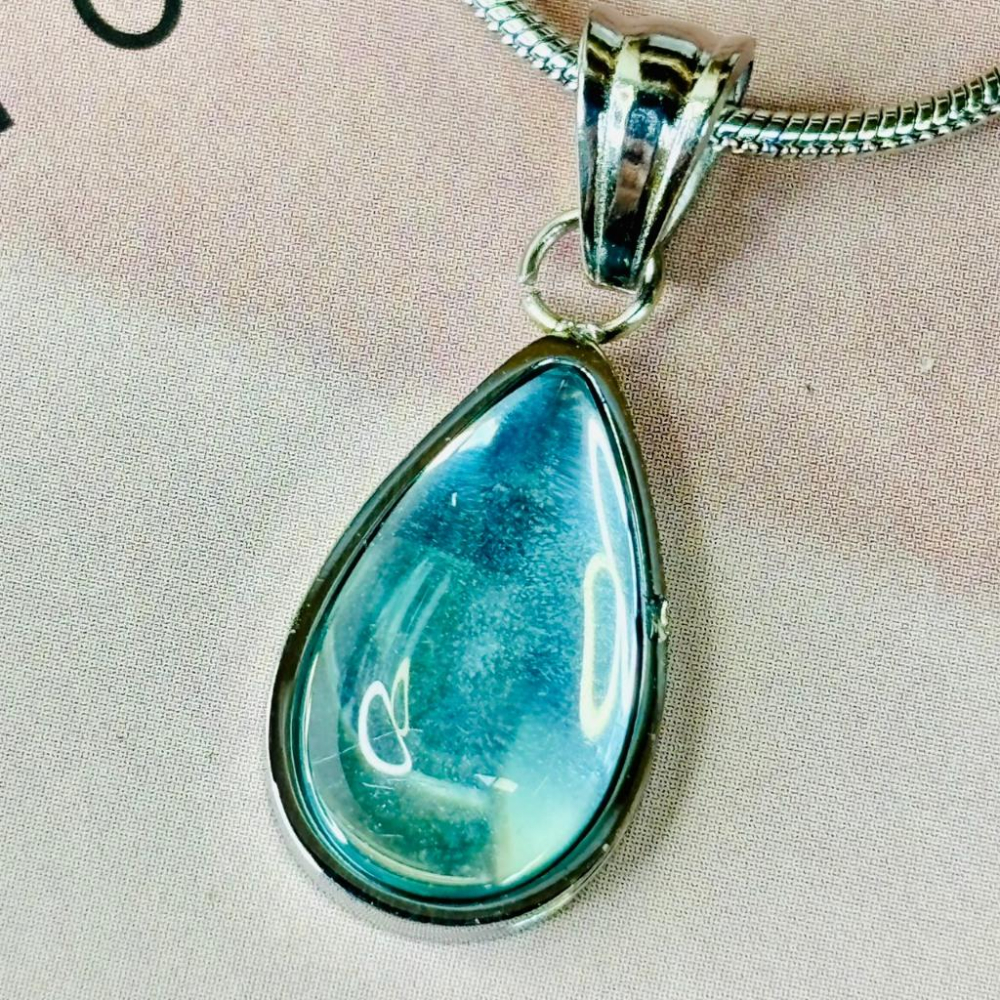 2107MY【小確幸飾品】鈦鋼項鍊 鈦鋼 醫療鋼 抗過敏 不褪色 防水 耐磨 質感 銀色 白鋯 幸運結 海藍水滴-細節圖6