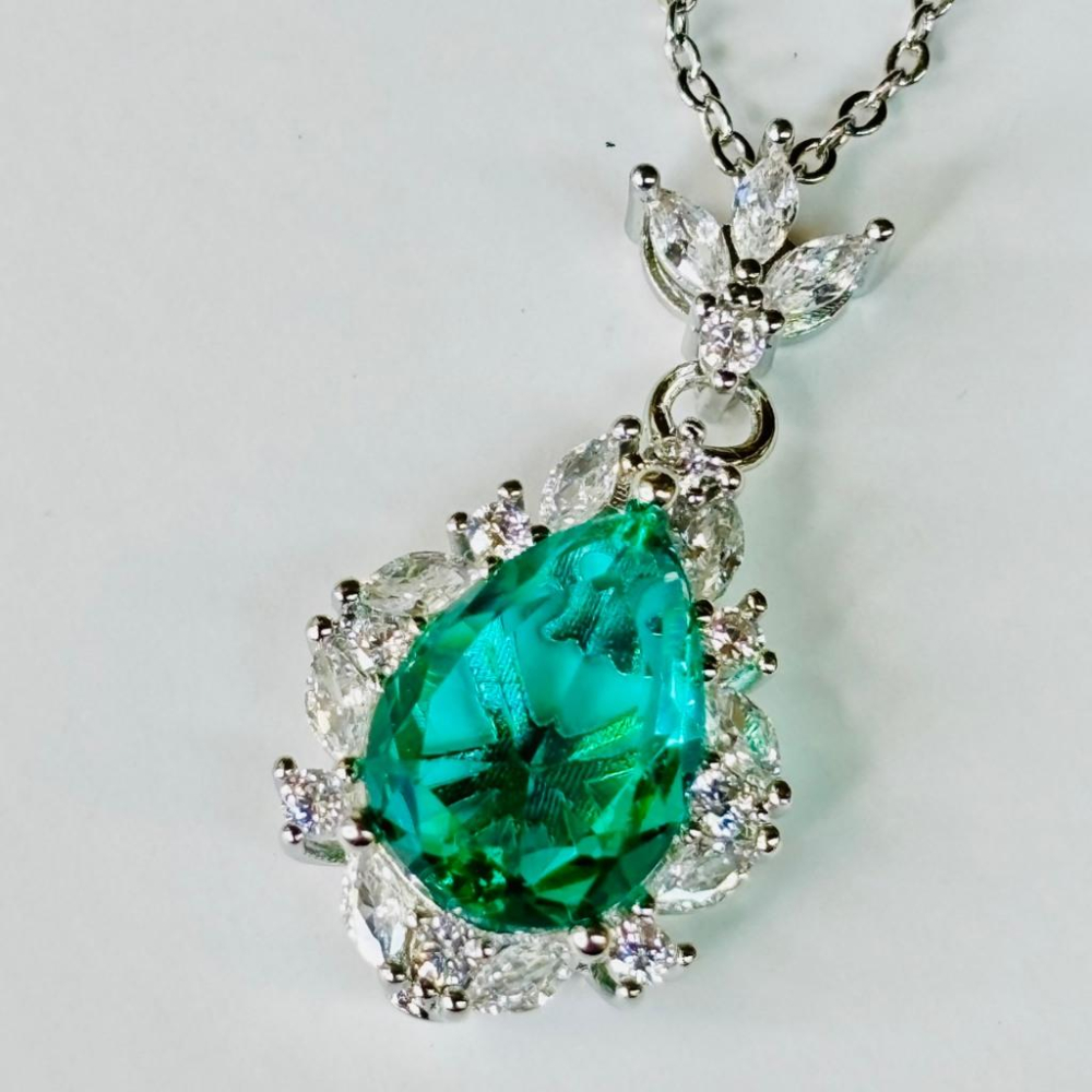 9219MY【小確幸飾品】莫桑鑽S925銀項鍊 輕奢 華麗 彩鑽 綠鑽 藍鑽 紫鑽 白鑽-細節圖2