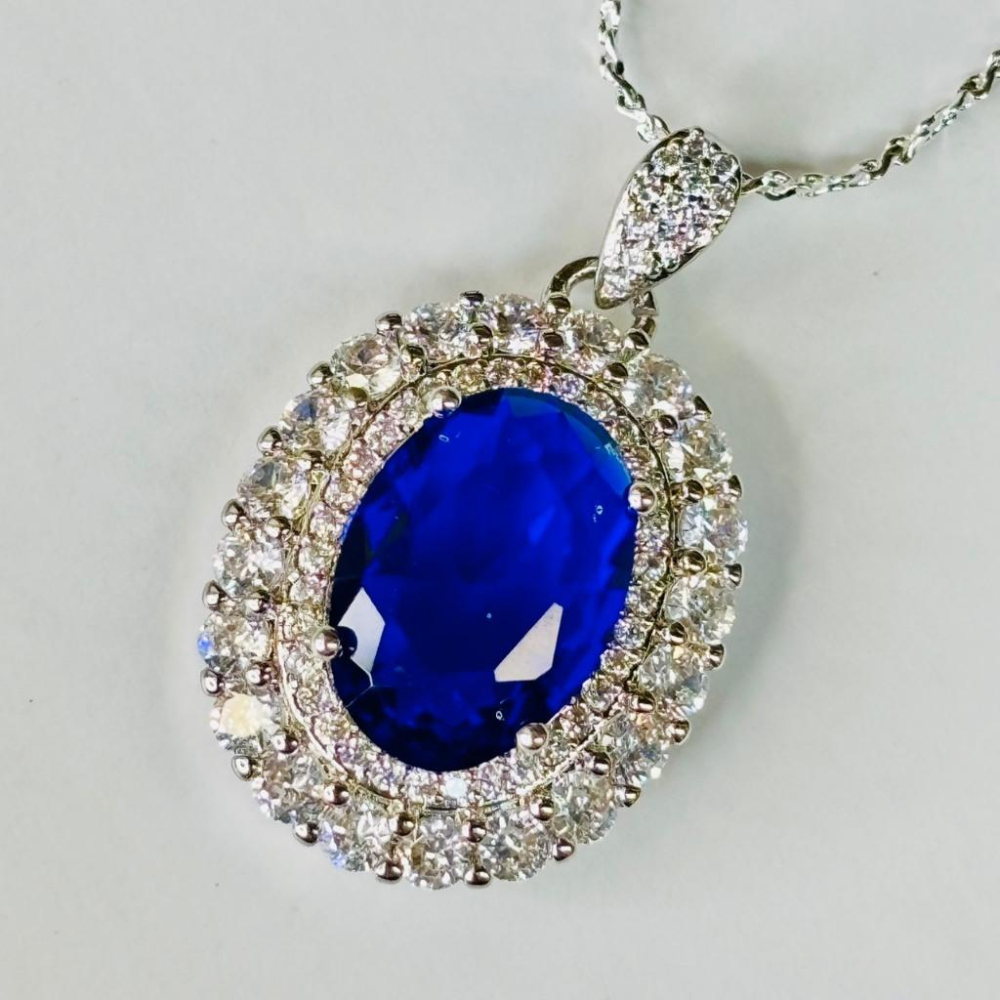 9219MY【小確幸飾品】莫桑鑽S925銀項鍊 輕奢 華麗 彩鑽 綠鑽 藍鑽 紫鑽 白鑽-細節圖3