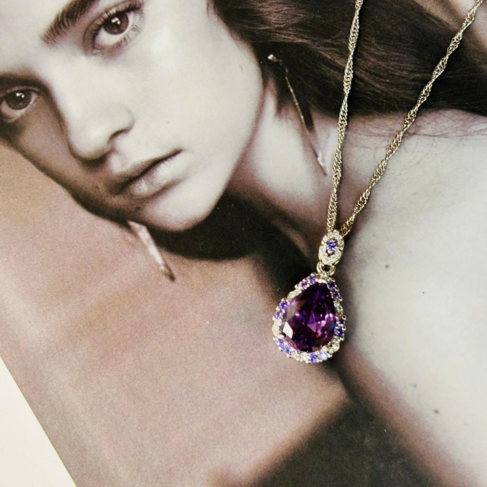 9219MY【小確幸飾品】莫桑鑽S925銀項鍊 輕奢 華麗 彩鑽 綠鑽 藍鑽 紫鑽 白鑽-細節圖6