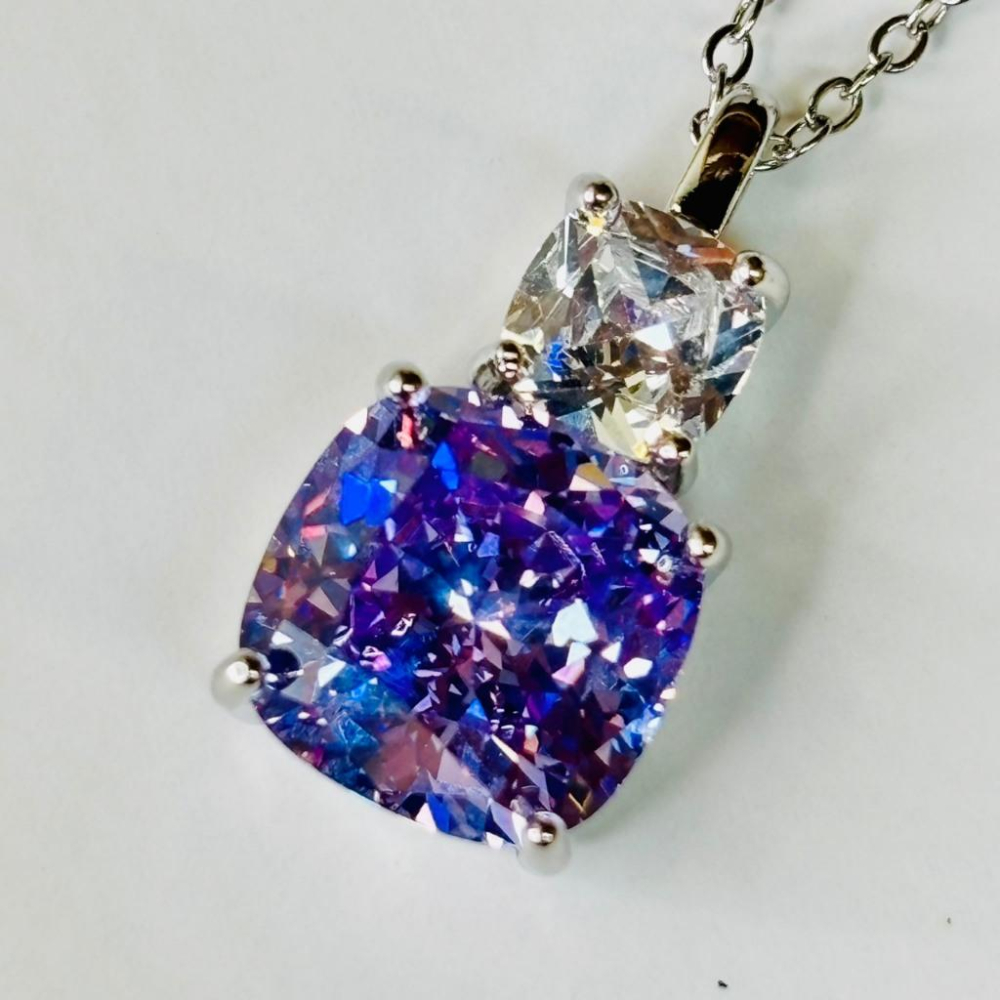 9219MY【小確幸飾品】莫桑鑽S925銀項鍊 輕奢 華麗 彩鑽 綠鑽 藍鑽 紫鑽 白鑽-細節圖7