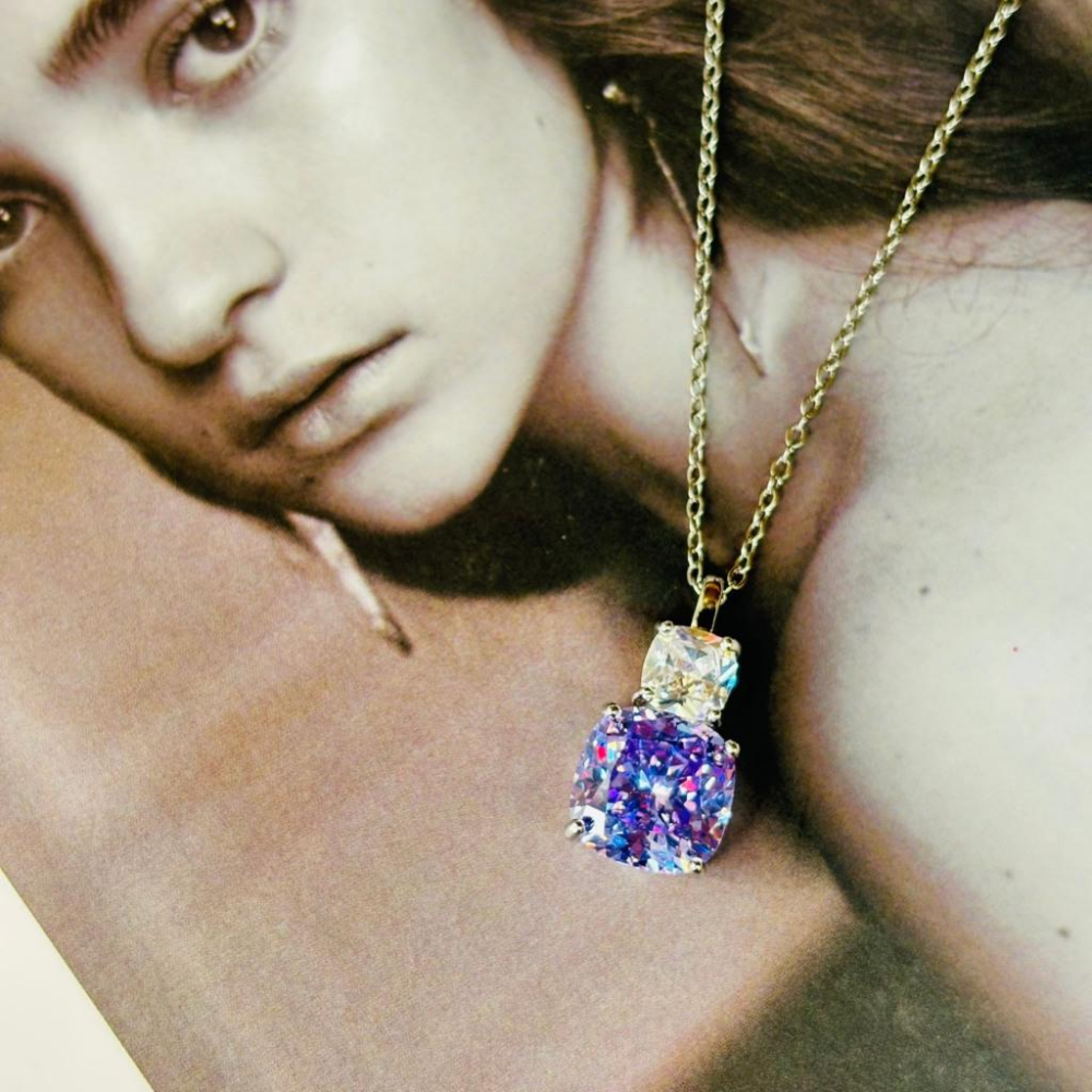 9219MY【小確幸飾品】莫桑鑽S925銀項鍊 輕奢 華麗 彩鑽 綠鑽 藍鑽 紫鑽 白鑽-細節圖8