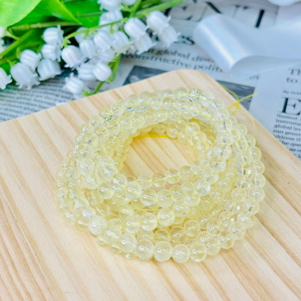 8348MY【小確幸飾品】檸檬晶水晶手串 五行土能量 胃輪療癒 天然礦石-細節圖2