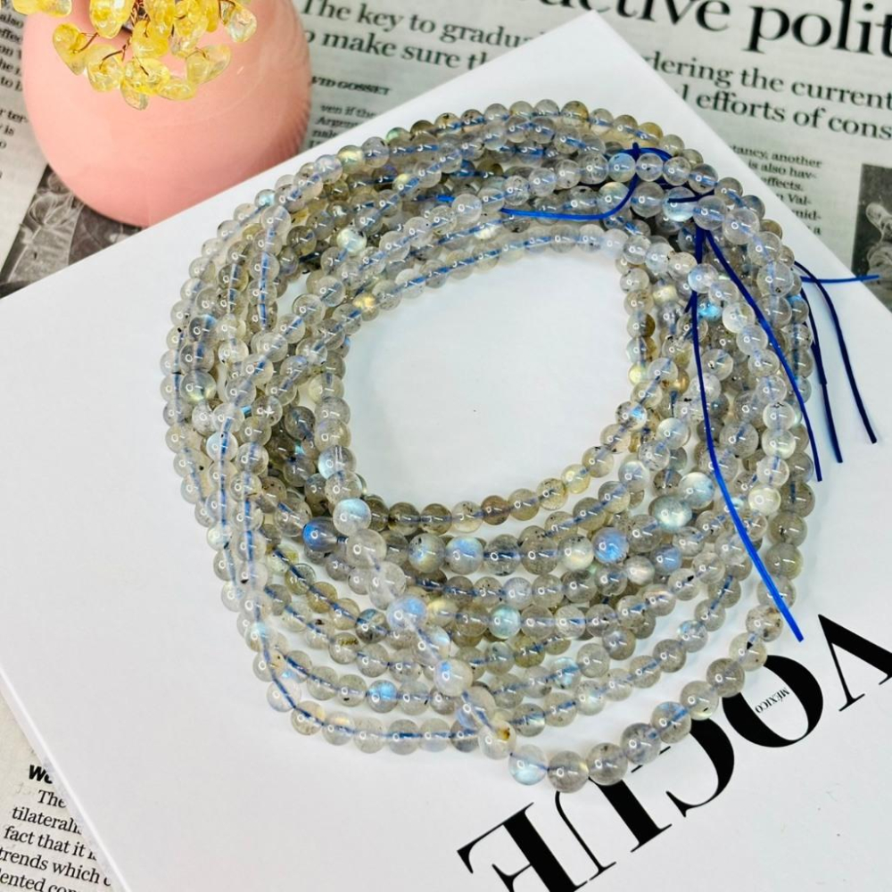 83081JU【小確幸飾品】灰月光石手串 五行水能量 海底輪療癒 天然礦石-細節圖2