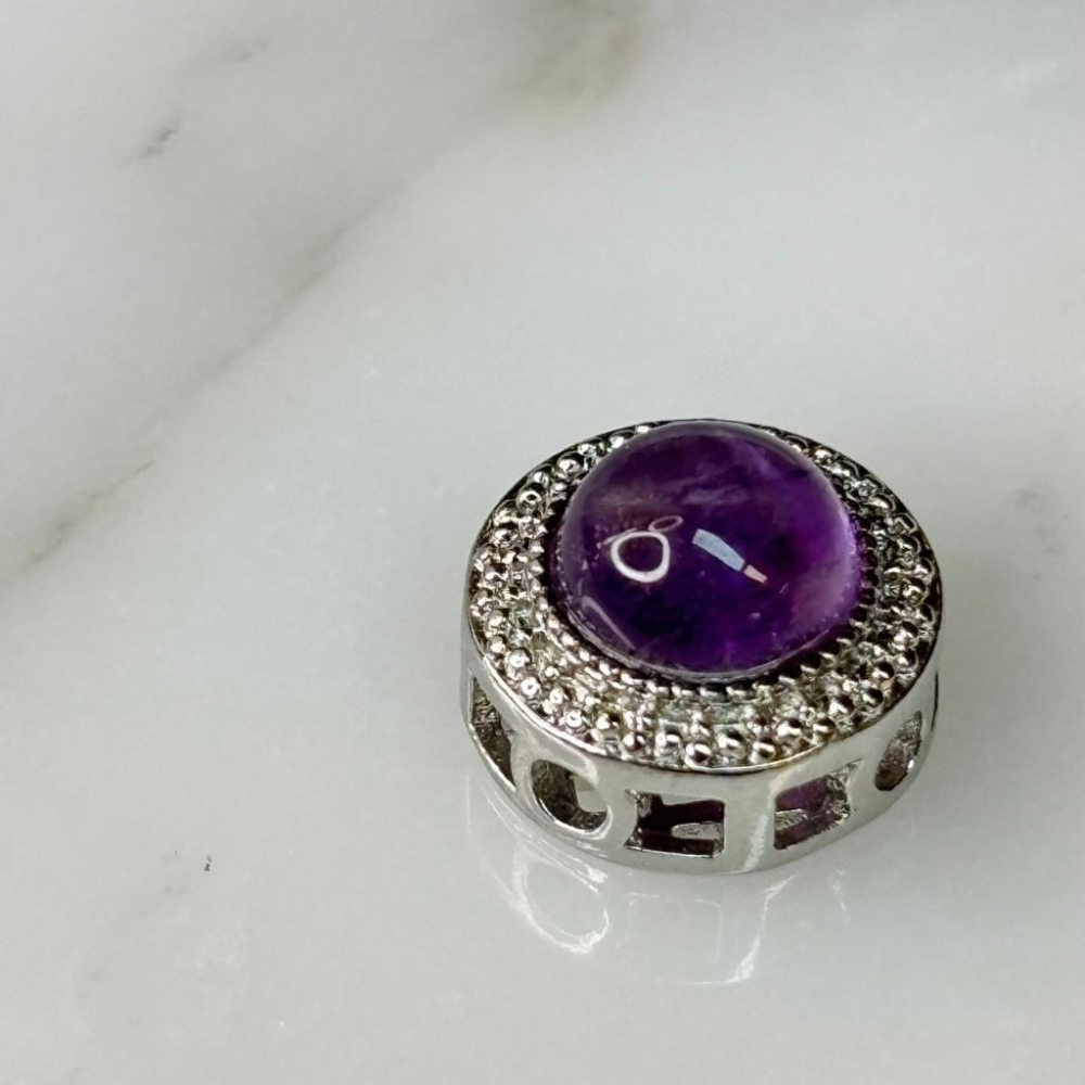 8501FE【小確幸飾品】天然水晶魔盒 質感 DIY 配件 圓形 能量 磁場 海藍寶 金運石 紫水晶 金太陽-細節圖4