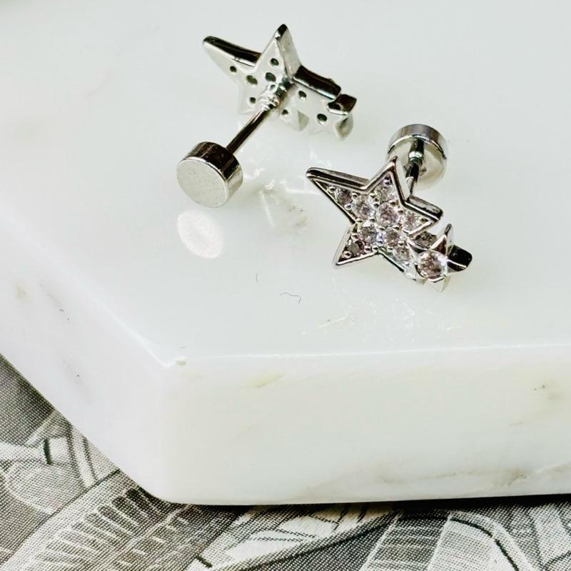 【小確幸飾品】醫療鋼鎖珠造型耳釘 貼耳 輕奢 日韓 百搭 不易過敏 不易褪色 白鋯蝴蝶 雙星 紫鋯水滴 白鋯愛心-細節圖3