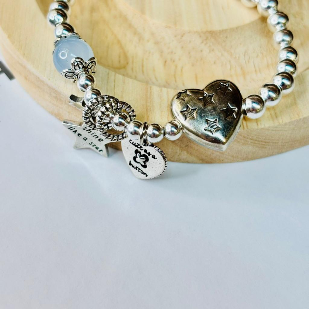 3020DE【小確幸飾品】彈力繩手環 流行 質感 新中式 愛心 星星 海藍寶 招財貓 納福 柿子 如意 瑪瑙-細節圖2