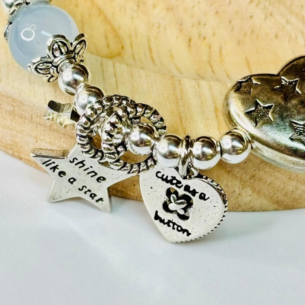 3020DE【小確幸飾品】彈力繩手環 流行 質感 新中式 愛心 星星 海藍寶 招財貓 納福 柿子 如意 瑪瑙-細節圖3