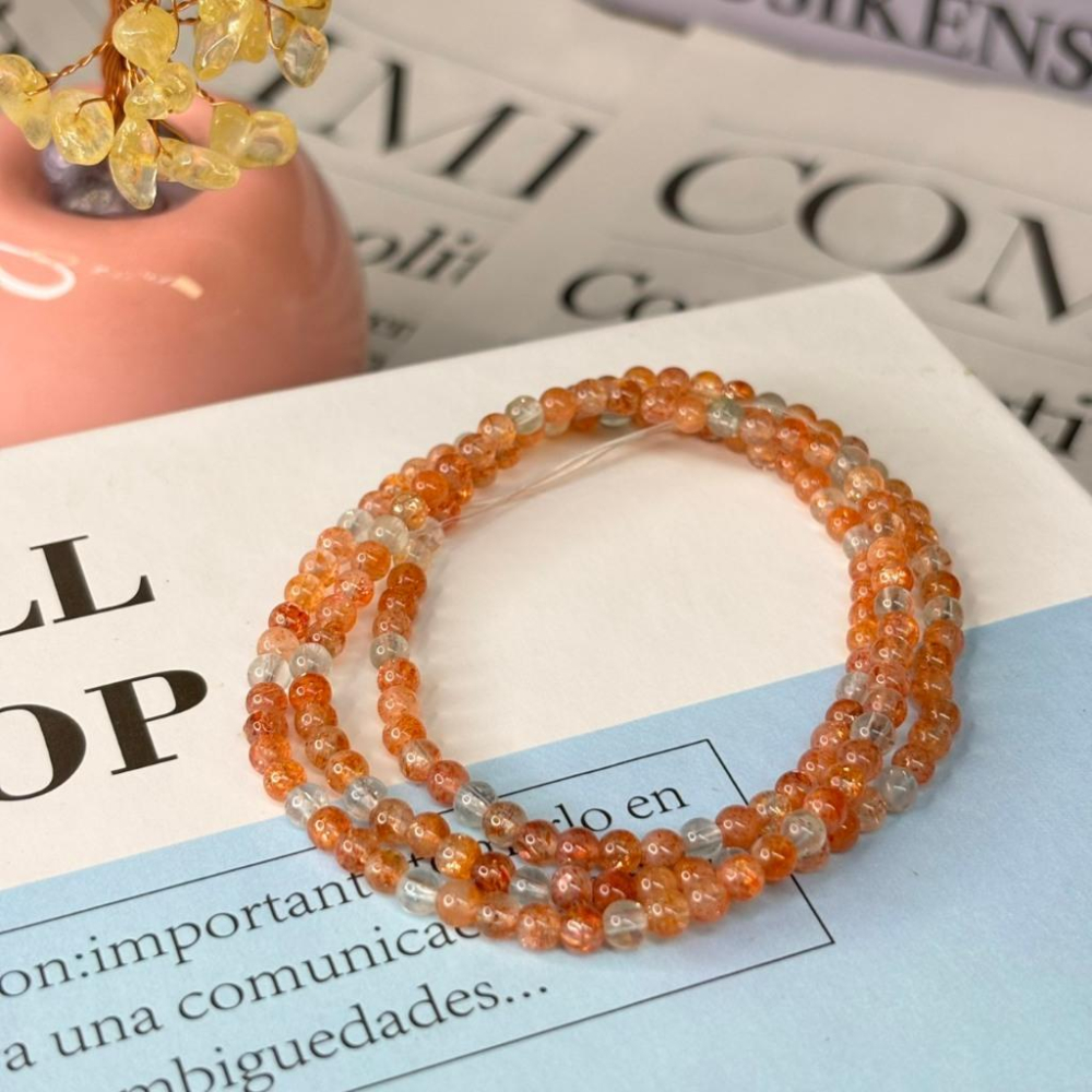 8355AP【小確幸飾品】阿魯沙水晶手串 阿魯沙 五行土能量 胃輪療癒 天然礦石-細節圖2