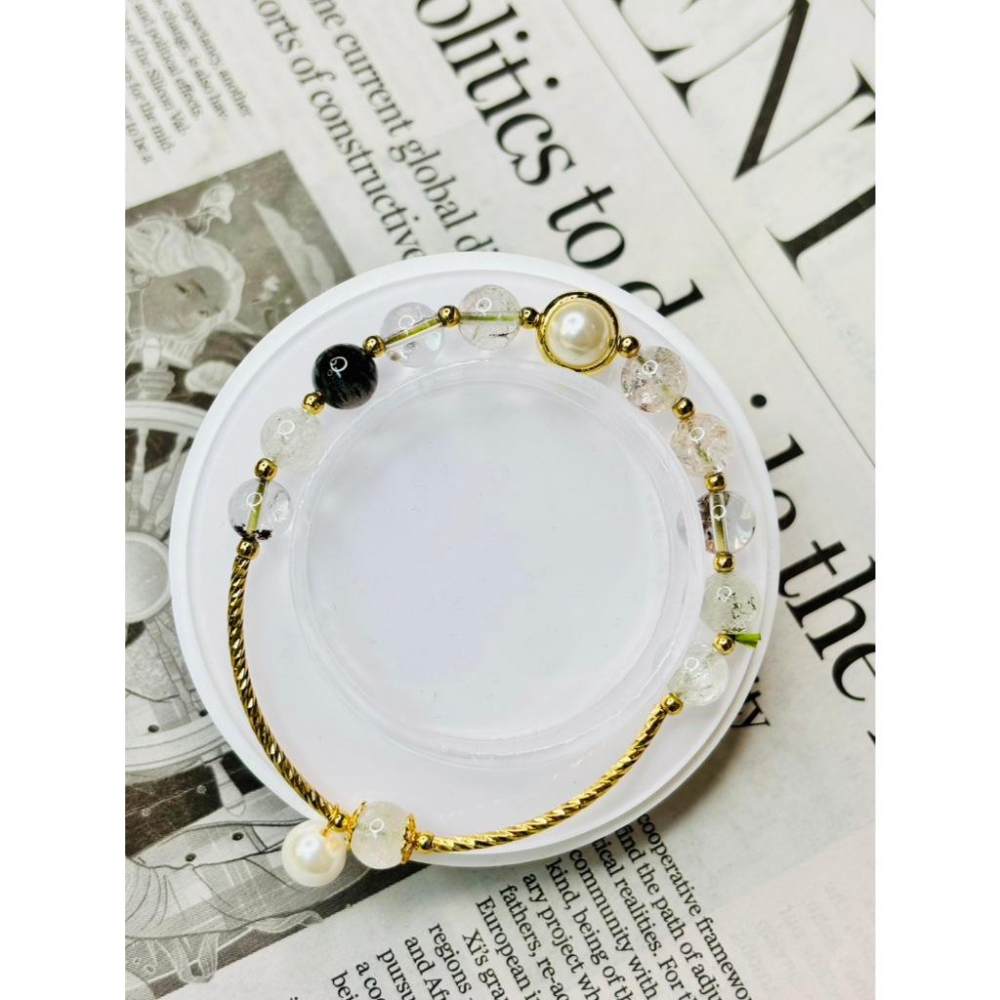 【小確幸飾品】水晶設計手串 綠幽靈 南玉 綠東陵玉 紅石榴石 白水晶 橙月光 屬木 屬水 屬火 屬土-細節圖2