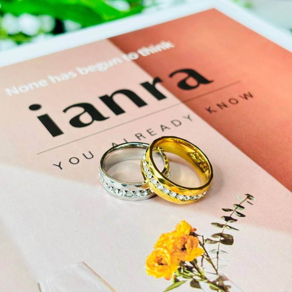 4042AP【小確幸飾品】鈦鋼戒指 抗過敏 不褪色 防水 耐磨 固定戒圍 低調 質感 極簡 時尚 百搭 滿天星-細節圖2