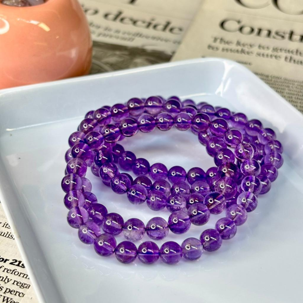 8370AP【小確幸飾品】紫水晶手串 紫兔毛 紫水晶 五行火能量 頂輪療癒 天然礦石-細節圖2