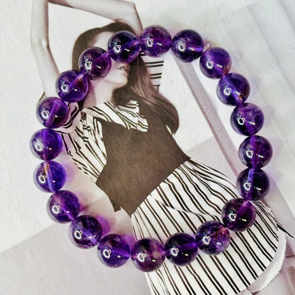 8370AP【小確幸飾品】紫水晶手串 紫兔毛 紫水晶 五行火能量 頂輪療癒 天然礦石-細節圖6