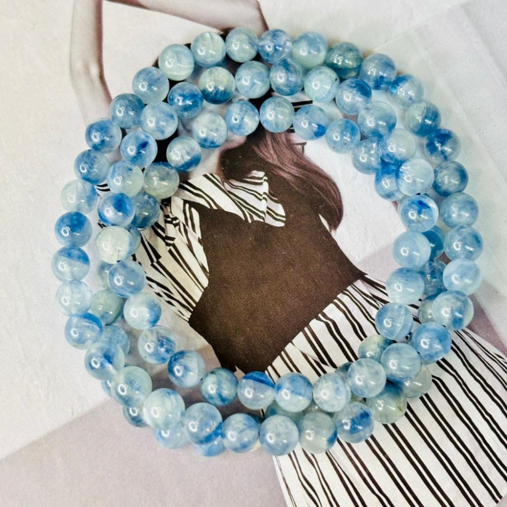 8333MY【小確幸飾品】藍晶石手串 藍晶石 察覺之石 五行水能量 眉心輪喉輪療癒 天然礦石-細節圖4
