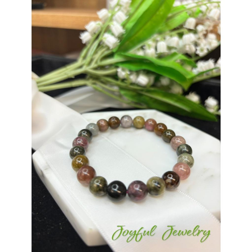 8360AP【小確幸飾品】碧璽手串手鍊 碧璽  旺夫旺子旺全家 五行能量 脈輪療癒 天然礦石-細節圖4