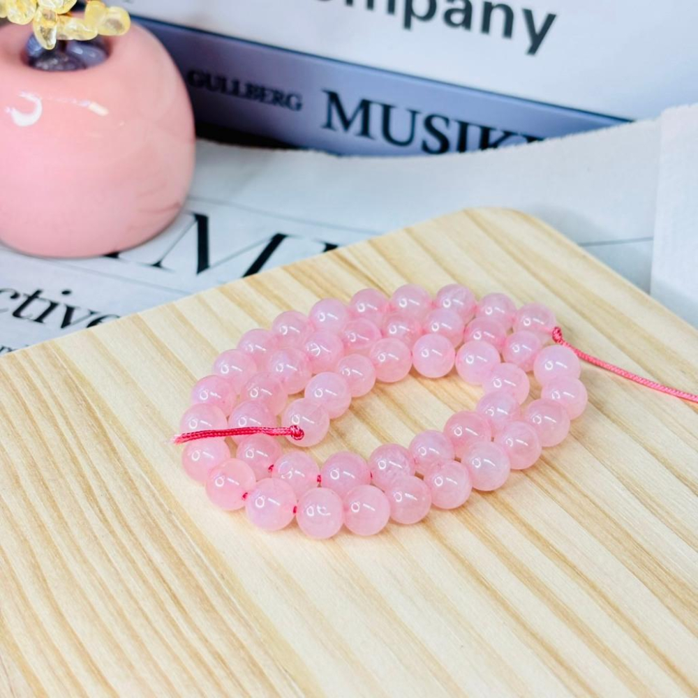 8350AP【小確幸飾品】粉水晶水晶手串 粉水晶 五行火能量 心輪療癒 天然礦石-細節圖2