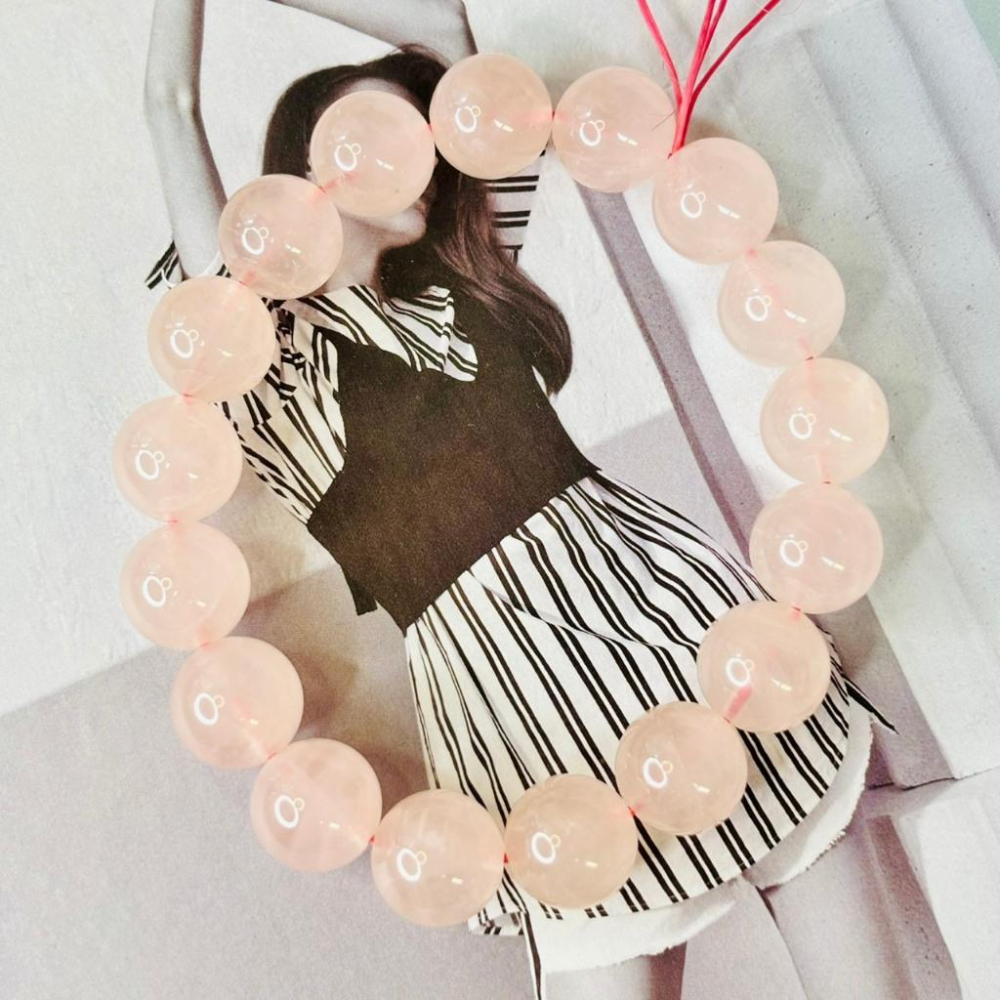 8350AP【小確幸飾品】粉水晶水晶手串 粉水晶 五行火能量 心輪療癒 天然礦石-細節圖4