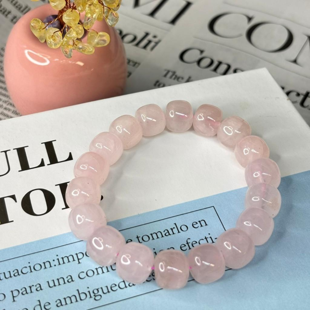 8350AP【小確幸飾品】粉水晶水晶手串 粉水晶 五行火能量 心輪療癒 天然礦石-細節圖6